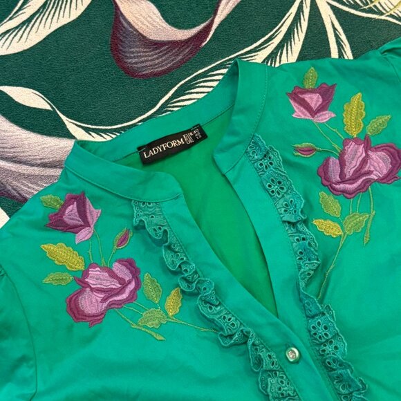 COASTAL COWGIRL 🤠 incredible SEA GREEN Ladyform babydoll dress w/ circle skirt - Picture 7 of 8